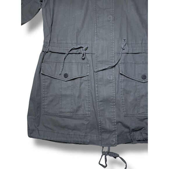 Sanctuary Gray/green Utility Military Style Jacket Drawstring Waist Zip Coat Med - Picture 5 of 13